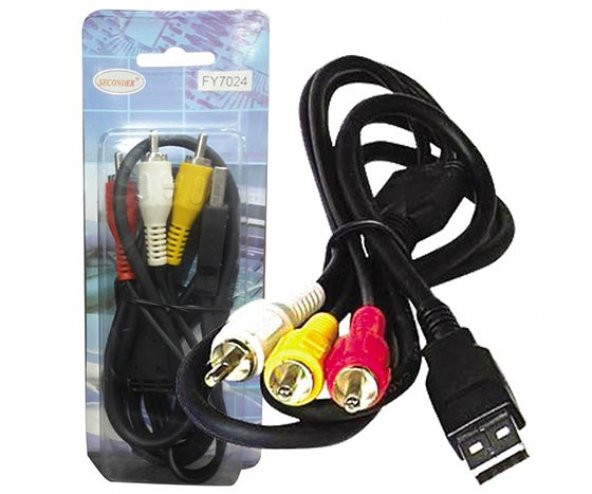 3 RCA + USB ÇEVİRİCİ 1.2 METRE KABLO (SECONDER HY7024)