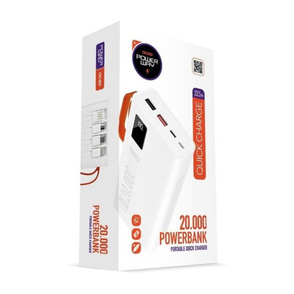 POWERWAY QC20 20000 MAH ÇİFT USB DİJİTAL EKRAN POWERBANK