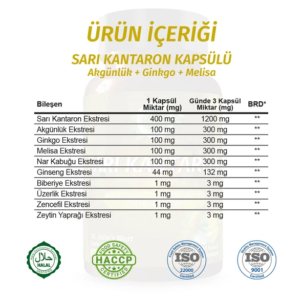 Sarı Kantaron Kapsül (St John's Wort Capsule) 60 Adet - 3