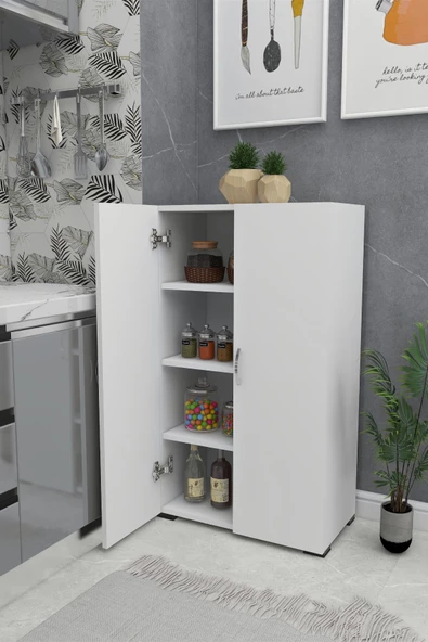 IRMAK MOBİLYA Çok Amaçlı Dolap Mutfak - Banyo - Hol - Ofis - Koridor - Kiler 2 Kapaklı - 3