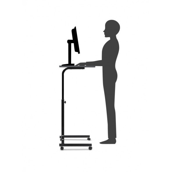 Yükseklik Ayarlı Ayakta ve Oturumda Kullanılabilen Çalışma Masası - Antrasit  (Frenli Tekerli)