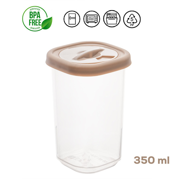 Porsima 1061 12'li Döner Kapaklı Etiketli Baharatlık Seti - Cappuccino Kilitlenebilir Kapaklı 350 cc - 3