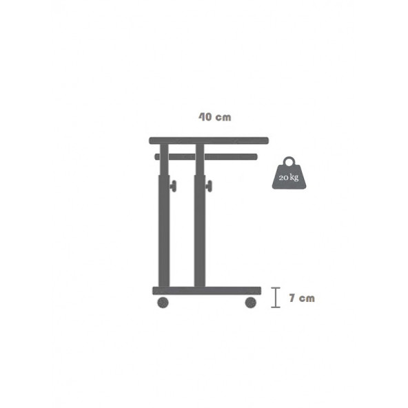 servetavcı Yükseklik Ayarlı ve Klavyelikli Laptop Sehpası ve Çalışma Masası - Atlantik Çam (Tekerli) - 4