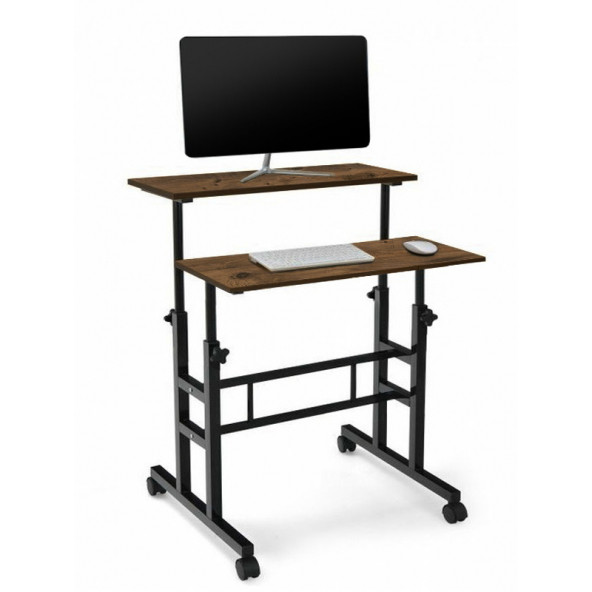 servetavcı Yükseklik Ayarlı Bilgisayar/Laptop ve Çalışma Masası - Ceviz (Tekerli) 70x60