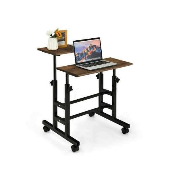 servetavcı Yükseklik Ayarlı Bilgisayar/Laptop ve Çalışma Masası - Ceviz (Tekerli) 70x60 - 2