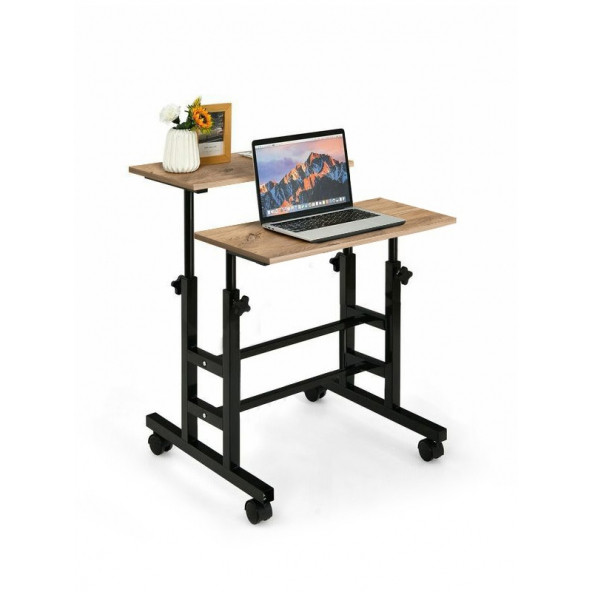 servetavcı Yükseklik Ayarlı Bilgisayar/Laptop ve Çalışma Masası - Atlantik Çam (Tekerli) 70x60 - Resim 2
