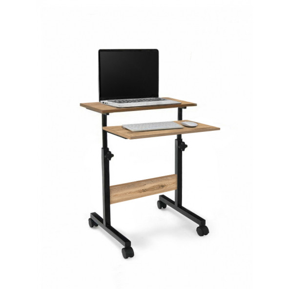 servetavcı Yükseklik Ayarlı Laptop Sehpası ve Çalışma Masası - Atlantik Çam (Tekerli) 60x60 - 2