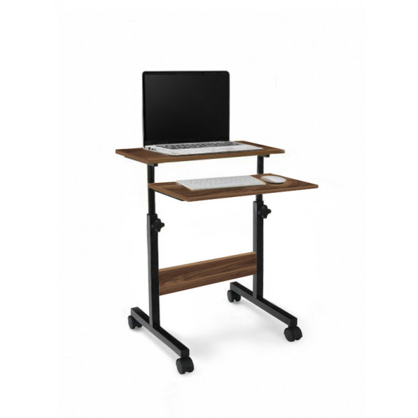 servetavcı Yükseklik Ayarlı Laptop Sehpası ve Çalışma Masası - Ceviz (Tekerli) 60x60 - 2