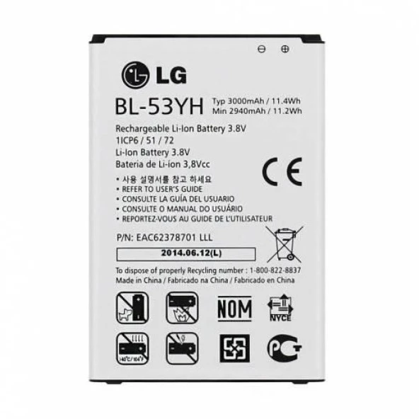 Lg G3 Batarya Pil Orjinal BL-53YH