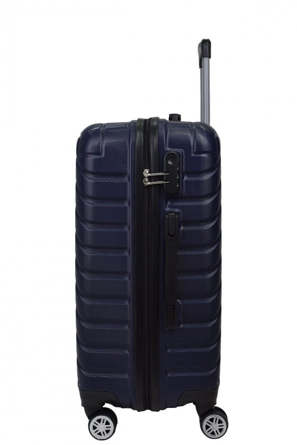 Elatae 2li Valiz Seti Orta Boy - Kabin Boy Lacivert Pro Abs 1001 - Resim 4