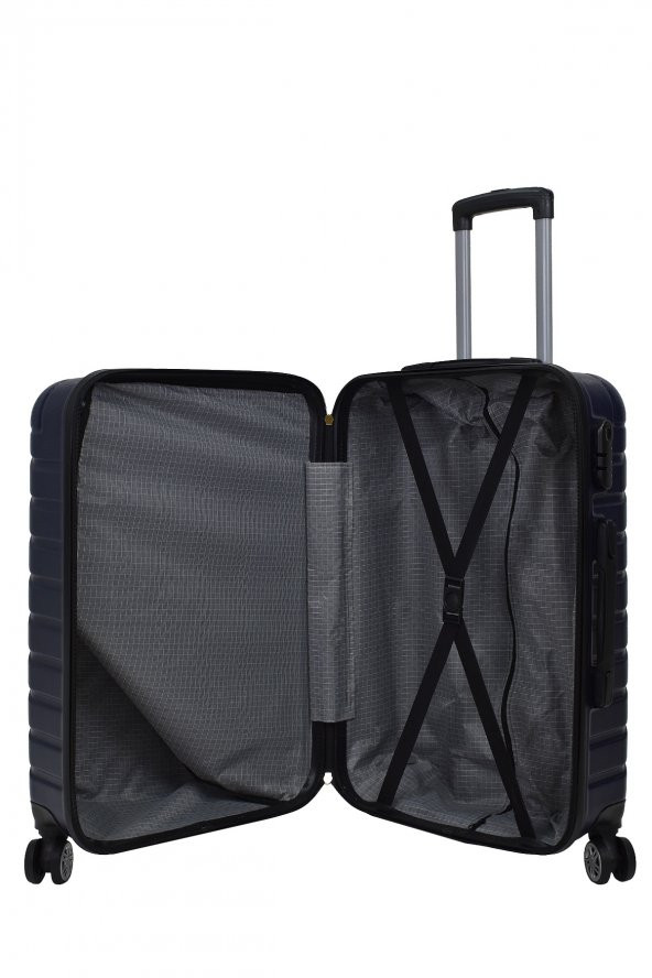 Elatae 2li Valiz Seti Orta Boy - Kabin Boy Lacivert Pro Abs 1001 - Resim 5