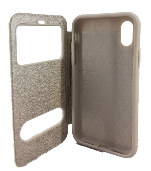 iPhone X/XS Gizli Mıknatıslı Pencereli Magnum Kılıf Gold - 2