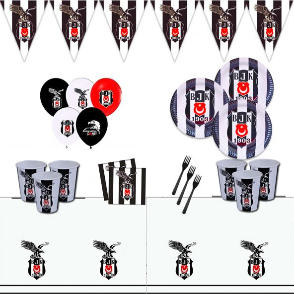 Beşiktaş Taraftar 24 Kişilik Doğum günü Parti Malzemeleri Süsleri Parti Seti