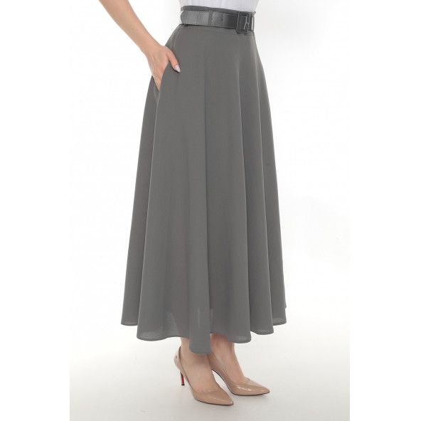 SORALLİNE KADIN BAHARLIK KLOŞ ETEK 779 GRİ - 2