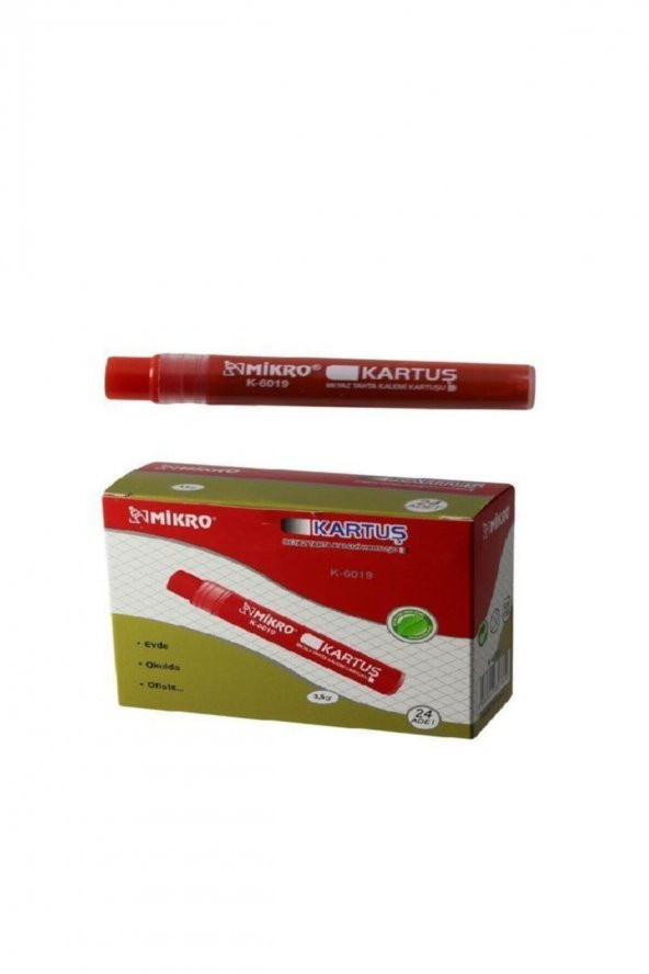 Mikro K-6019 Tahta Kalemi Kartuşu Kırmızı 24 Lü (1 Paket 24 Adet) - 1