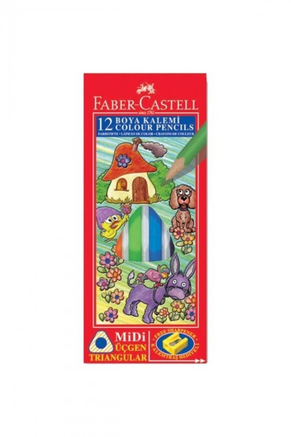 Faber Castell 12 Renk Tam Boy Midi Üçgen L Boya Kalemi - 1