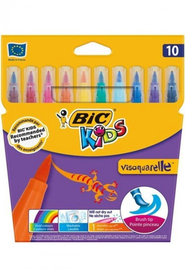 Bic Kids Visaquarelle Fırça Uçlu Keçeli Boya Kalemi 10 Renk - 1