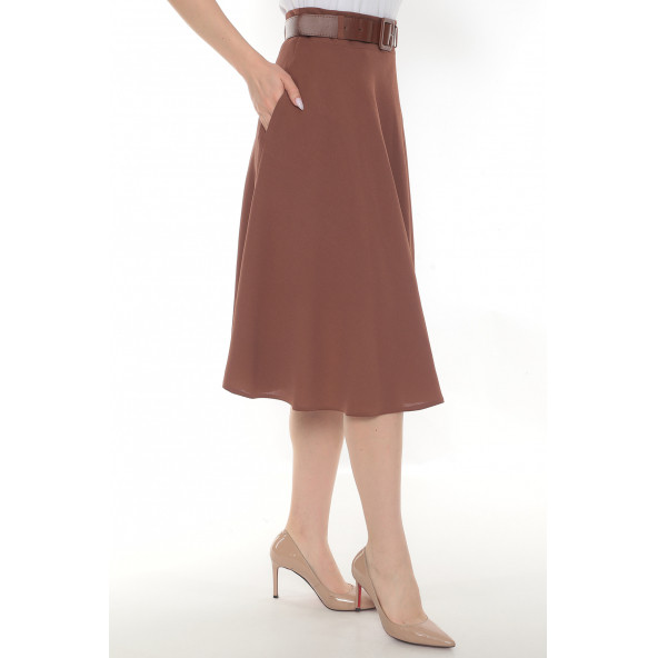 SORALLİNE KADIN BAHARLIK KLOŞ ETEK 780 TARÇIN - 2