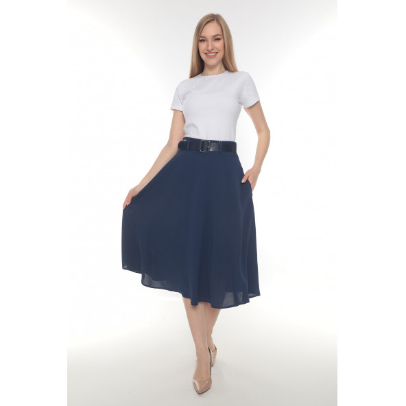 SORALLİNE KADIN BAHARLIK KLOŞ ETEK 780 İNDİGO