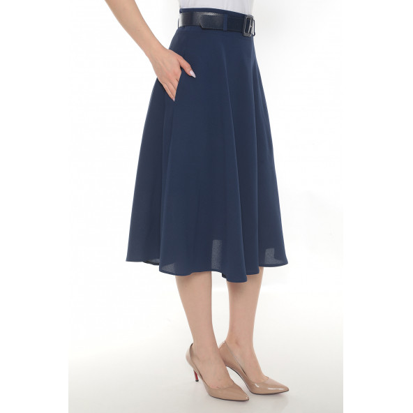 SORALLİNE KADIN BAHARLIK KLOŞ ETEK 780 İNDİGO - 2