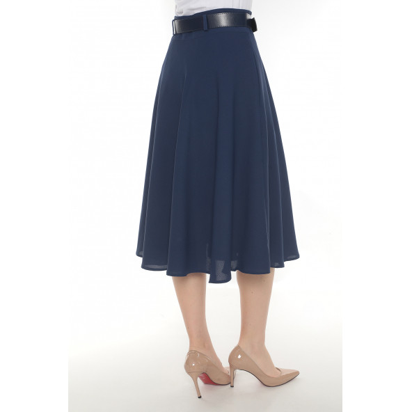 SORALLİNE KADIN BAHARLIK KLOŞ ETEK 780 İNDİGO - 3