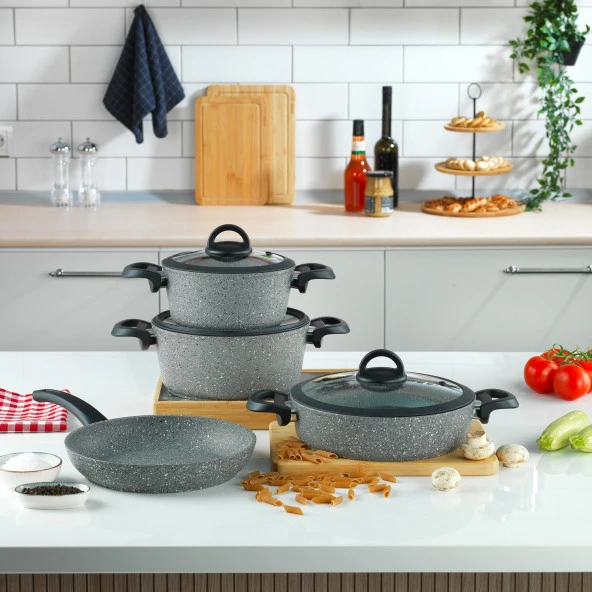 Schafer Cucina Yanmaz Yapışmaz Tencere Seti 7 Parça-Gri - 2