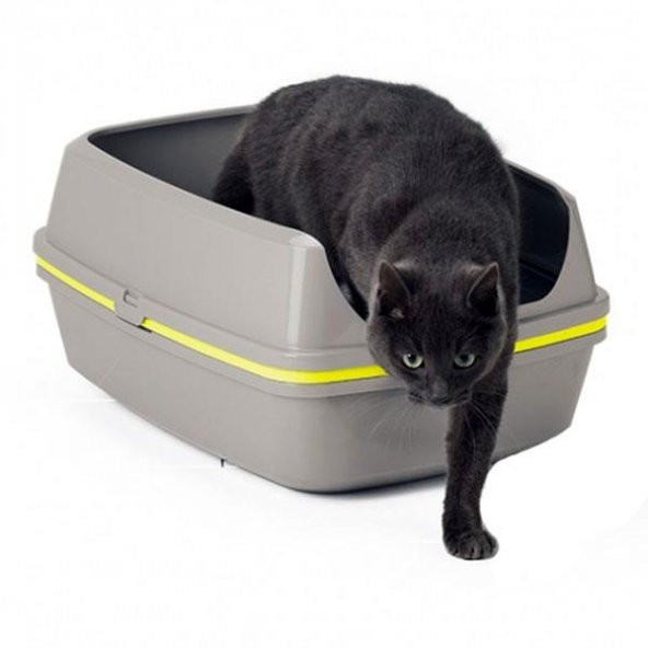 Moderna 4 Katlı Elekli Kedi Tuvaleti Gri-Sarı 38x50x24 Cm