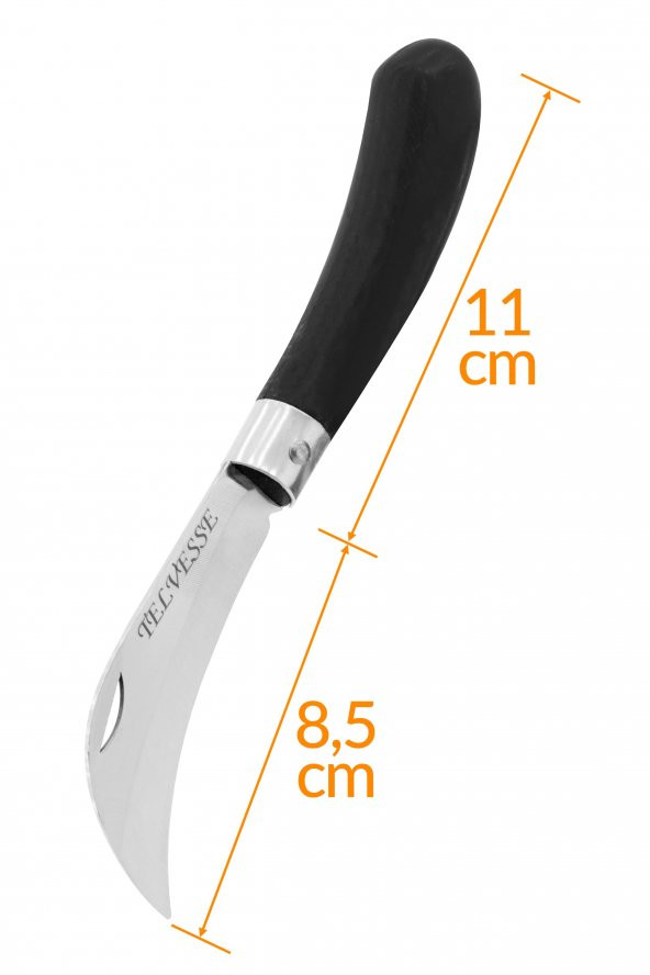 10 ADET Eğri Aşı Bıçağı Bağ Bıçağı Paslanmaz Ceviz Aşılama Ekipmanı 20 cm No:3 Siyah Plastik Saplı - 4