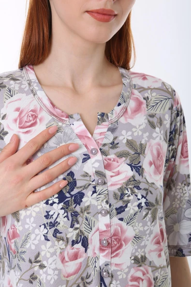 Etoile Kadın Bambu Büyük Beden Seçenekli Ev Elbisesi Gecelik - 2