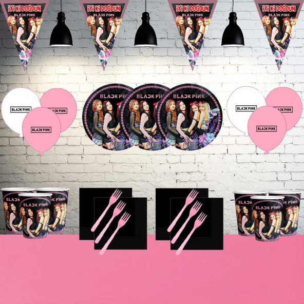 Black Pink Blackpink 32 Kişilik Doğum Günü Parti Malzemeleri Seti
