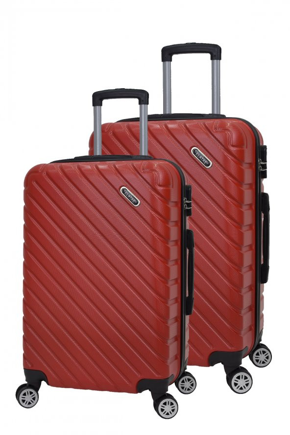 Elatae 2li Valiz Seti Büyük Boy - Orta Boy Kırmızı Pro Abs 1001 ürün görseli