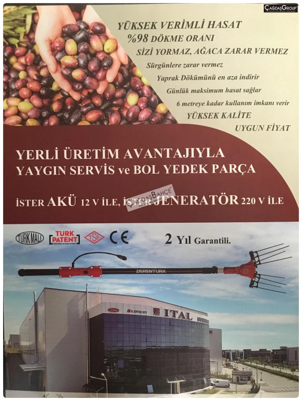 Derentürk Troya Zeytin Hasat Makinesi  - 12 Volt Akü İle Çalışır - 6