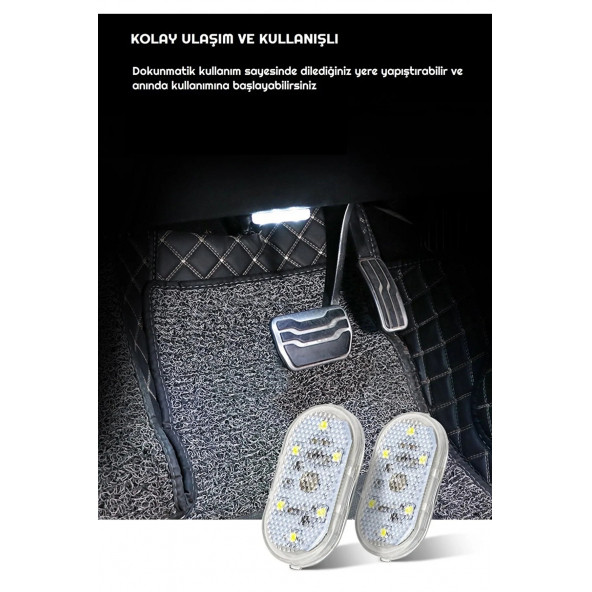 Dokunmatik Sensörlü Mini 6 Led Lamba Usb Şarj Edilebilir Mıknatıslı Beyaz Renk 6LED AA172 (DK-10) - 3