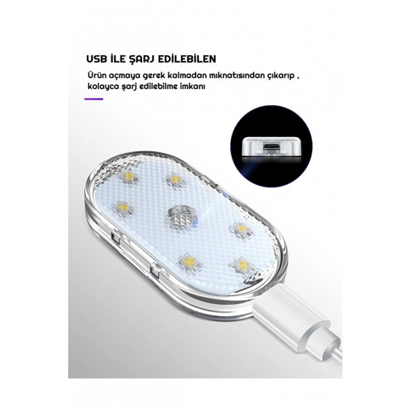 Araç Içi Dokunmatik Sensörlü Mini Led Lamba Beyaz 9 Işık Renkli  AA173 (DK-11) - 2