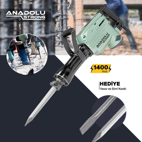 Anadolu Strong ANS1059 Profesyonel 25 Joule 14 Kg Kırıcı Hilti Matkap 2 Adet Uc Hediyeli - 3