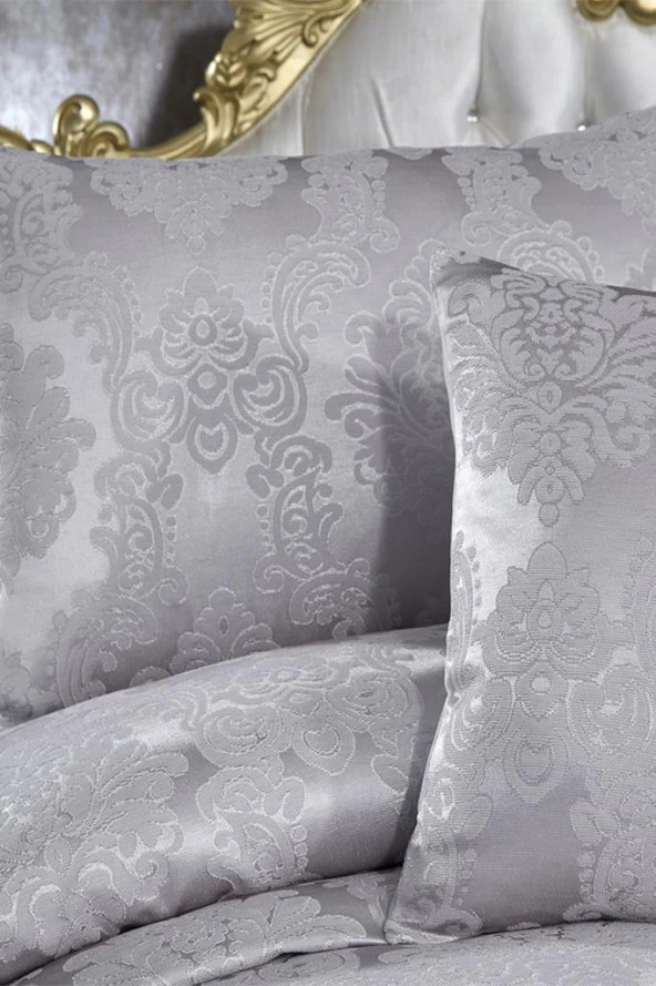 Toprak Jakarlı Şönil Yatak Örtüsü Gri - Resim 7