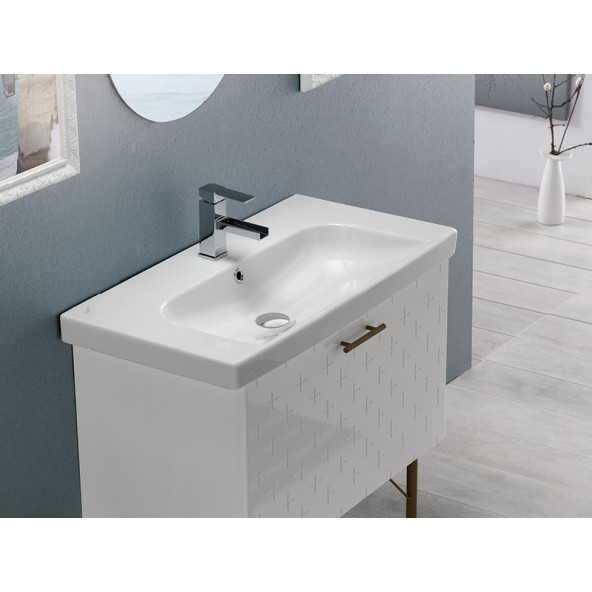 Turkuaz Seramik Cerastyle Roma Serisi 95 x 45 Cm Etajerli Lavabo - 2