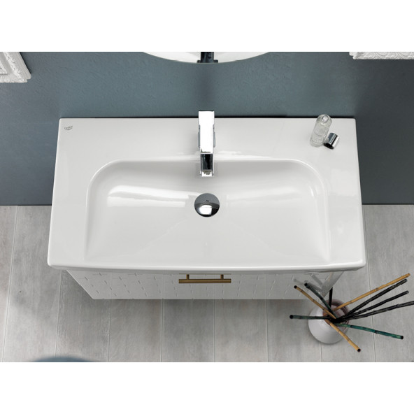 Turkuaz Seramik Cerastyle Roma Serisi 95 x 45 Cm Etajerli Lavabo - 3