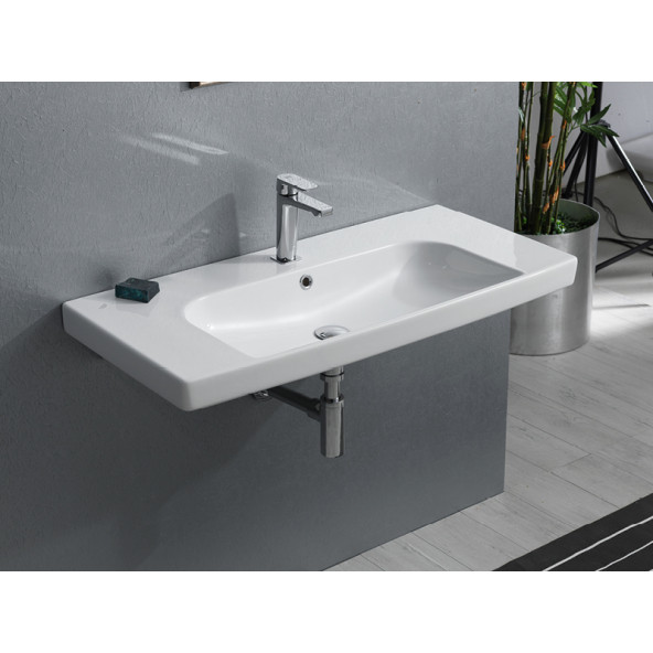 Turkuaz Seramik Cerastyle Roma Serisi 95 x 45 Cm Etajerli Lavabo - 4