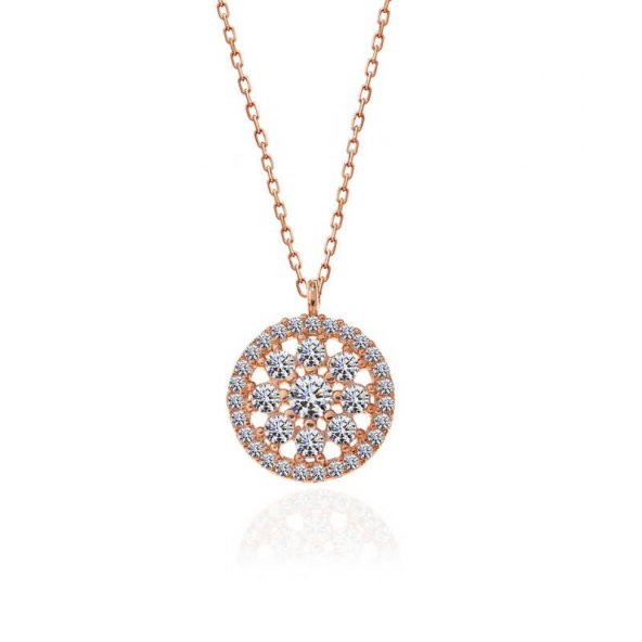 925 Ayar Gümüş Rose Çiçek Kadın Gümüş Kolye - Resim 3