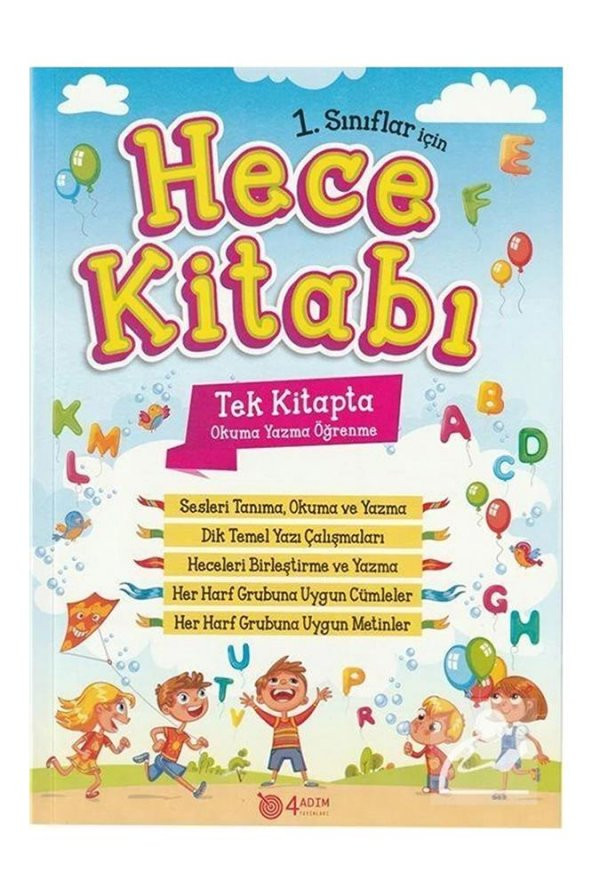 Hece Kitabı 4 Adım Yayınları 1 Sınıf İçin İlk Okuma Yazma Öğrenme Kitabı Örnek Harfler Okumayı Öğrenme Kitapı - 2