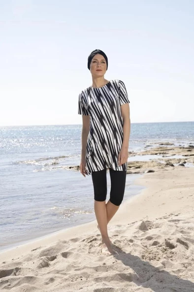 Estiva 23802 Siyah Kısa Kol  Yarı Kapalı Mayo - Resim 5