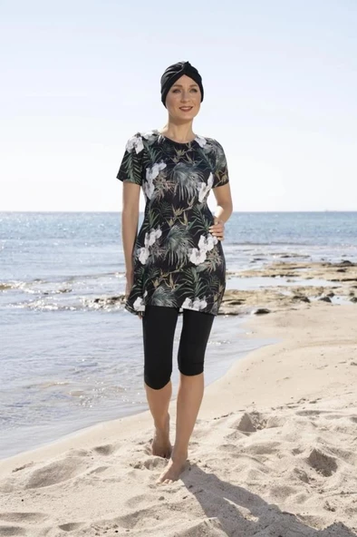 Estiva 23807 Siyah Kısa Kol  Yarı Kapalı Mayo - Resim 3