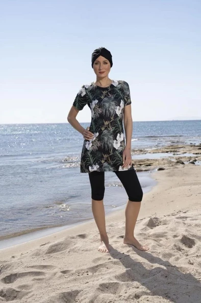 Estiva 23807 Siyah Kısa Kol  Yarı Kapalı Mayo - Resim 5