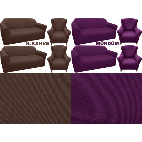 Bumedo Bal Peteği Spandex Kumaş Likralı Lastikli Kanepe Koltuk Kılıfı Takımı 3311 Maksi Takım - 11