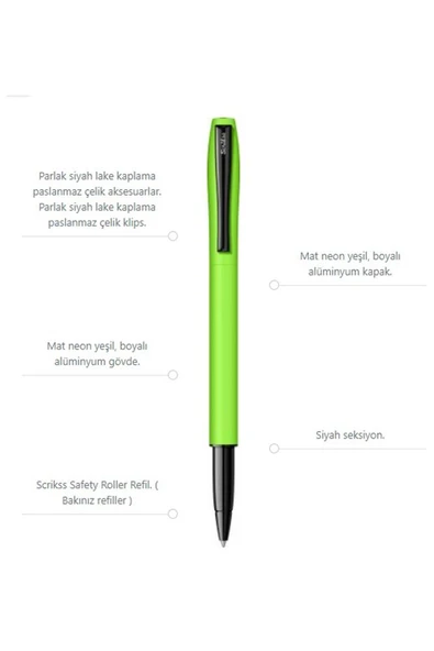 Karnaval Roller Mavi Pilot Kalem Yeşil Renkli Kristal Hediye Kutulu 1 Adet Hediye Kutulu Roller Pilot Kalem - 4