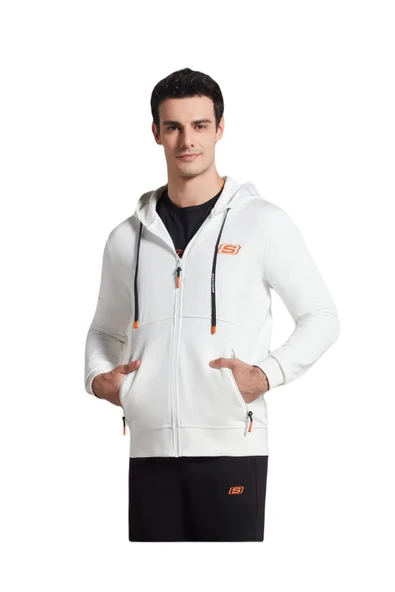Skechers S231002-100 M LW Fleece Pop Up Detailed Full Zip Erkek Sweatshirt