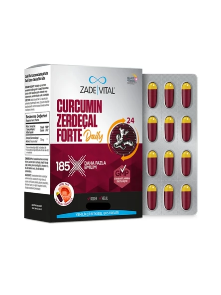 Zade Vital Curcumin Forte Zerdeçal Yağı 1000 mg 40 Kapsül ürün görseli