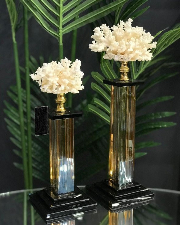 Crearthome Kristal Sütunlu Mercan Obje Küçük Boy BAL SZR-93-BAL - 2
