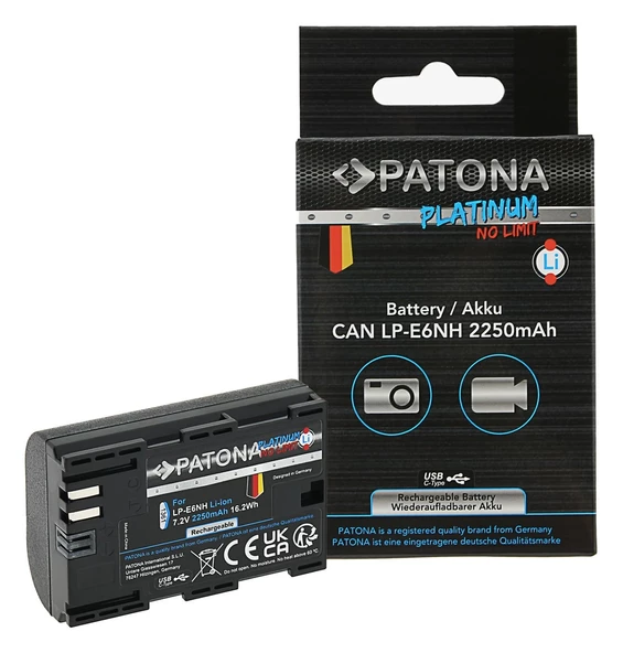 Patona Platinum Canon LP-E6NH USB-C Girişli Batarya